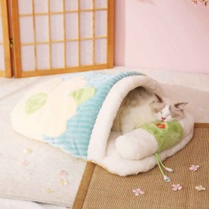 かわいいいひよこペット ベッド、かわいい猫ベッド、 猫 布団、かわいいペットベッド、枕付きさくら猫寝袋、猫ベッド、心を落ち着かせる