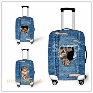 旅行用品 スーツケースカバー 個性的 3Dペット 犬 Dog 猫 Cat カワイイ S M L 18-20/22-24/26-28インチ対応/擦り傷 保護 汚れ ターンテー