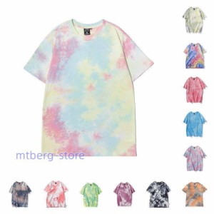 タイダイTシャツ 半袖 夏 メンズ Tシャツ 染め tシャツ ティーシャツ 夏服 ペアルック カットソー トップス クルーネック グラデーション