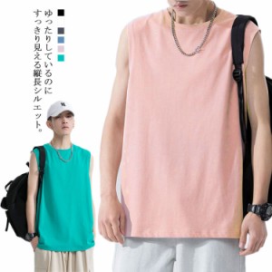 ノースリーブ Tシャツ Uネック オーバーサイズ タンクトップ メンズ 男性 トップス アメカジ コットン インナー ノースリーブ カジュアル