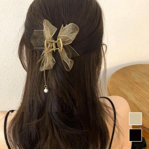 チュールリボン ヘアクリップ レディース