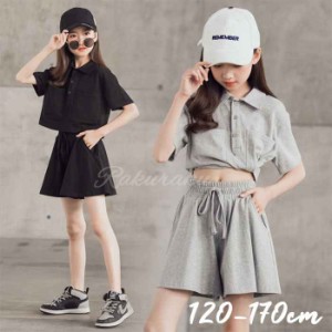 子供服 女の子 2点セット Tシャツ ショートパンツ ジャージ セットアップ 上下セット キッズ ガールズ 半袖 ショート丈 ポロ シンプル お