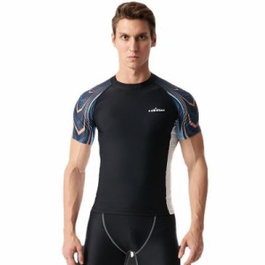 メンズ 水着 上下セット大きいサイズ 半袖 分割 タイト 速乾性 サーフィンスーツ 半袖 5分丈 速乾性 撥水性 フィット感