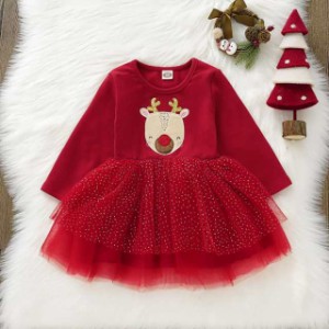 子供服 キッズ 女の子 長袖 ワンピース クリスマス 子供 ベビードレス サンタドレス サンタ衣装 サンタクロース 赤 レッド フォーマル パ