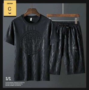 上下セット メンズ ジャージ セットアップ おしゃれ 半袖Tシャツ 半ズボン 涼しい カジュアル 夏 ルームウェア 部屋着 スウェットセット