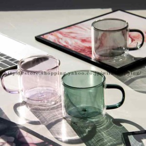 ステンドグラス コーヒーカップ 二重ガラスカップ マグカップ 耐熱2層手吹き製作グラス かわいいレトロデザイン グラス カラーグラス コ