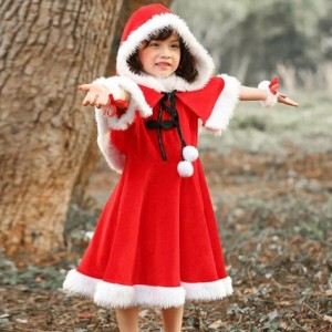 ポンチョ あったか モコモコ ワンピース 半袖 キッズ 衣装 コスプレ サンタ 子供服 女の子 キッズ クリスマス コスチューム サンタ