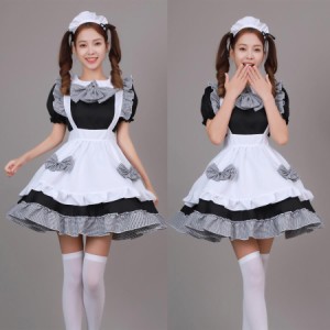 ハロウィン衣装 メイド服 コスプレ 魔女 メイド コスチューム 女王 巫女 仮装 ロングワンピース4点セット レディース ドレス レース 可愛