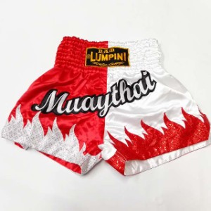 新品 サテン 38 LUMPINI ボクシング パンツ S/M/L/XL 選択 赤白MUAY炎 /ムエタイ/トランクス/通販/大人/キッズ/ジュニア/子供