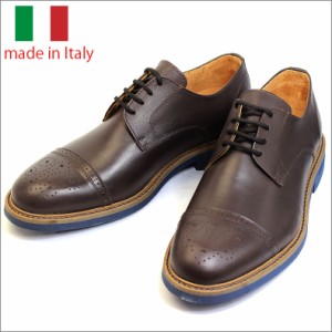 イタリア製 シューズ ナッパ レザー メダリオン ストレートチップ 短靴 レースアップ ブラウン 紳士靴 革靴 864na-tdm 