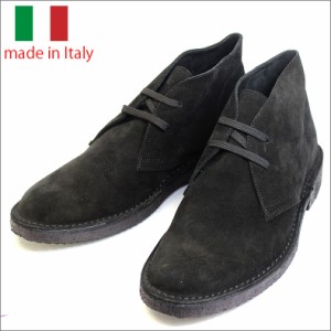 イタリア製 シューズ スエード レザー ブーツ レースアップ チャッカ デザート ブラック 紳士靴 革靴 m101ca-nero 