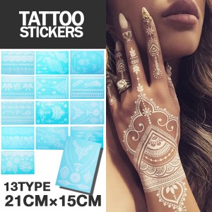 【タイプI】 Tattoo sticker ホワイト タトゥーシール ボディーシール タトゥー シール ステッカー WHITE 21cm×15cm