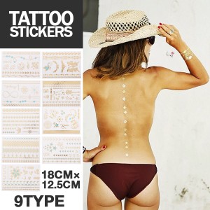 【タイプB】 Tattoo sticker ゴールド フラッシュ カラー タトゥーシール ステッカー FLASH 18cm×12.5cm