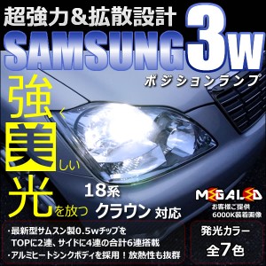 保証付 クラウン GRS18系 ロイヤル アスリート 前期 後期 対応★サムスン製 ハイパワー SMD6連 ポジションランプ★全7色から【メガLED】