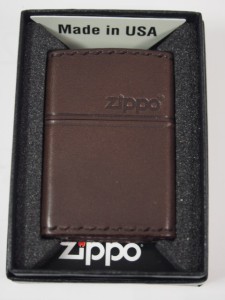 ジッポーZippo 革巻き ジッポーロゴ（ ブラウン濃茶）DB-5新品プレーン★新品