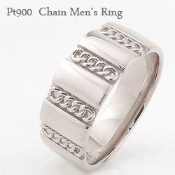 プラチナ メンズリング 指輪 チェーン デザイン Pt900 幅広  豪華 通販 男性用 送料無料