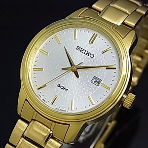SEIKO/セイコー【クォーツ】レディース腕時計 ゴールドメタルベルト シルバー文字盤 SUR744P1 海外モデル