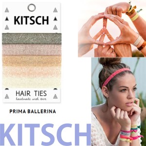 【KITSCH　キッチュ】【PRIMA BALLERINA】 カリフォルニア発キュートなヘアゴム Hair Tie カラフル 無地 プリント ヘアタイ 5本セット 