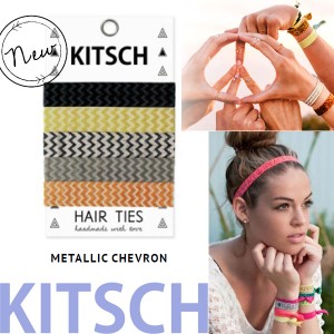 【KITSCH　キッチュ】【METALLIC CHEVRON】 カリフォルニア発キュートなヘアゴム Hair Tie カラフル  ヘアタイ 5本セット 