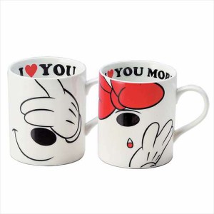 ◆ミッキー＆ミニー マグカップ2個セット/ラブメッセージ可愛い 食器 ギフトマグカップ おしゃれ コップ ペアー(P23)