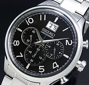 SEIKO/セイコー【クロノグラフ】メンズ腕時計 メタルベルト ブラック文字盤 SPC153P1 海外モデル