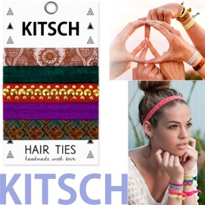 【KITSCH　キッチュ】【NIRVANA】 カリフォルニア発キュートなヘアゴム Hair Tie カラフル 無地 プリント ヘアタイ 5本セット 