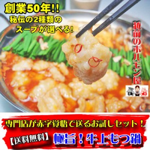 送料無料 極旨！牛上もつ鍋 約2人前 ご試食特価のお試しセット！