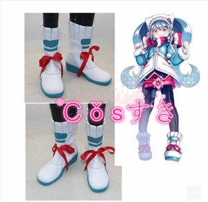 初音ミク 2016 snow miku スキーウエア コスプレブーツ 靴 コスプレシューズ イベント ハロウイン パーティー 仮装