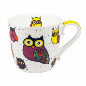 ◆ KONITZ Owls Blue 白いフクロウ　マグカップ(ドイツ・ マグカップ おしゃれ コップ マグ 食器 ,アニマル）(B103)