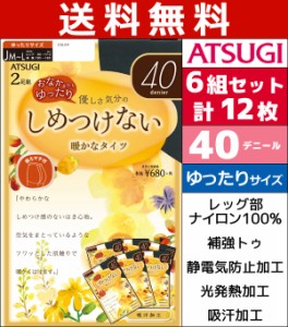 送料無料6組セット 計12枚 しめつけない 40デニールタイツ ゆったりサイズ 2足組 アツギ ATSUGI| レディース タイツ 40デニール 締め付け