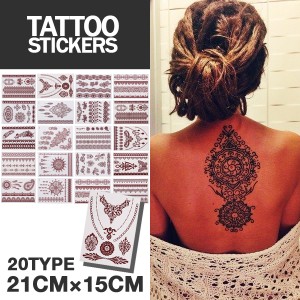 【タイプH】 Tattoo sticker タトゥーシール カラー レッド ボディーシール ステッカー ASIAN RED 21cm×15cm