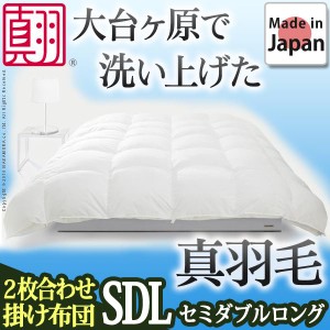 【送料無料】スペイン産ホワイトダック 成熟羽毛寝具シリーズ 〔真羽毛〕  2枚合わせ掛け布団 セミダブル ロングサイズ