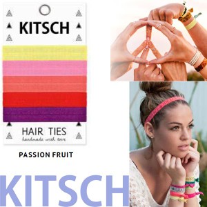 【KITSCH　キッチュ】【PASSION FRUIT 】 カリフォルニア発キュートなヘアゴム Hair Tie カラフル 無地 プリント ヘアタイ 5本セット 