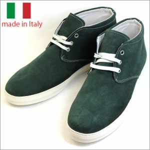 イタリア製 シューズ スエード レザー ハイカット スニーカー レースアップ グリーン 紳士靴 革靴 rego-verde 
