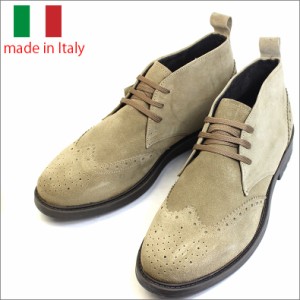 イタリア製 シューズ スエード レザー ブーツ レースアップ チャッカ デザート サンド 紳士靴 革靴 ba8938607-tortora 