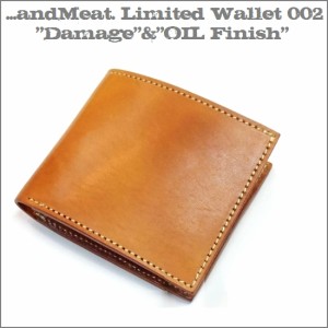 ネット限定【...andMeat.】アンドミート 本革/ヌメ革/メンズ/レディース/2つ折り財布 サドルレザーウォレット2 オイルブラウン