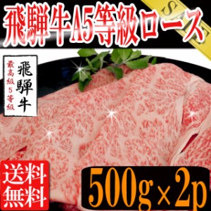 プレミアム認定のお店！ 肉 飛騨牛A５等級ロース/すき焼き・しゃぶしゃぶ用カット1000g(500g×2P)/送料無料/冷凍A