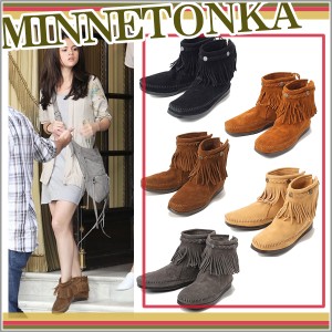 ミネトンカ MINNETONKA バックジップ ショート ブーツ モカシン フリンジ フリンジブーツ 