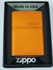 ジッポーZippo 革巻き ジッポーロゴ（キャメル薄茶）LB-5新品プレーン★新品