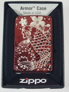 ジッポーZippo アーマー/ 鯉桜 162KS-RD赤 立体NC彫刻 さくらレッド