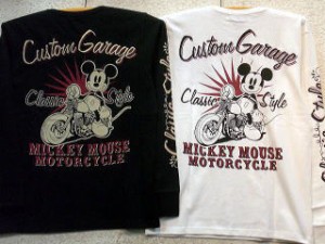 LOWBLOW KNUCKLE　X ディズニー　長袖Ｔシャツ　CUSTOM GARAGE MICKEY　ローブローナックル