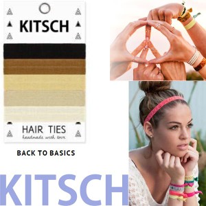 【KITSCH　キッチュ】【BACK to BASICS 】 カリフォルニア発キュートなヘアゴム Hair Tie カラフル 無地 プリント ヘアタイ 5本セット 