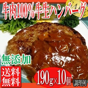 プレミアム認定のお店！ 肉 テレビで話題の「牛肉１００％牛生ハンバーグ」190ｇ×10個入/送料無料/ハンバーグ/牛肉/冷凍A