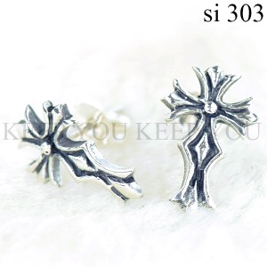 【メール便対応】シルバー925 ピアス 十字架 クロス 【シルバーアクセサリー SILVER925 スターリングシルバー】si-00303 ┃