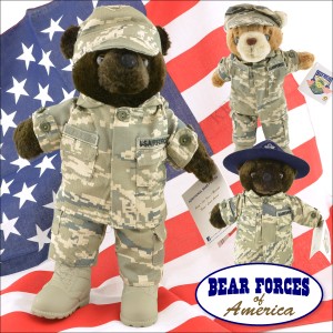 テディベア ミリタリー仕様 約25cm 軍隊 迷彩柄 MILITARY TEDDY BEARS ベアフォース BEAR FORCES of America【テディベア くま ぬいぐる