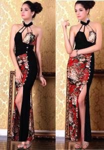 大きなサイズ ｘｌサイズ フロントラインストーンデザイン 和柄セクシーロングドレス 大きいサイズ エレガント Bigdre B Loの通販はau Wowma ワウマ Fallen Angels 商品ロットナンバー