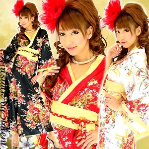 着物 ドレス ロング 花魁 和柄 艶やか ゴールド 美しい 浴衣 キャバ 浴衣 シンプル おしゃれ 正月 成人式 格安 即納
