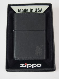 ジッポーZippo 革巻き ジッポー ファイヤー（ブラック黒）ZFFBKプレーン★新品