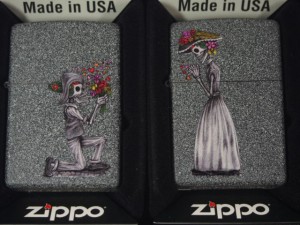 ジッポーZippo Skull・2個セット　スカルペア #28987 花束プロポーズ　新品