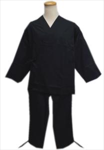 作務衣 さむえ メンズ 男物 男性 綿ポリ 黒色 M L LL 簡単 粋 ユニフォーム